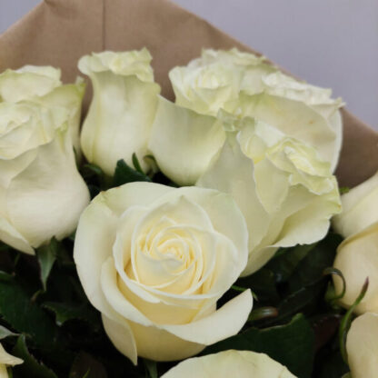 15 белых роз Мондиаль 60 см