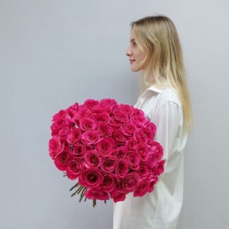 Букет из 51 розовой розы 40см